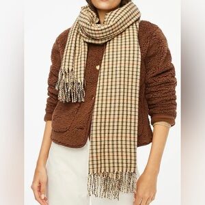 J. Crew Factory Classic Plaid Scarf - Light Khaki Camel